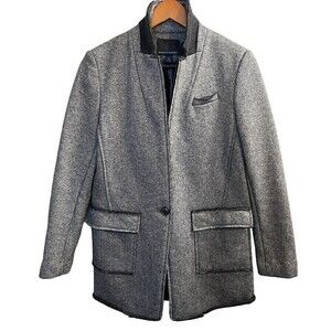 BANANA Republic Wool Blend Cardigan Sweater Gray Tweed Pockets Womens Size 6P